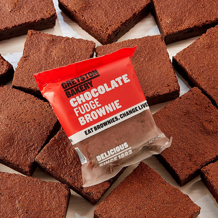 A delicious 8 piece gift box of Greyston Bakery Chocolate Fudge Brownies