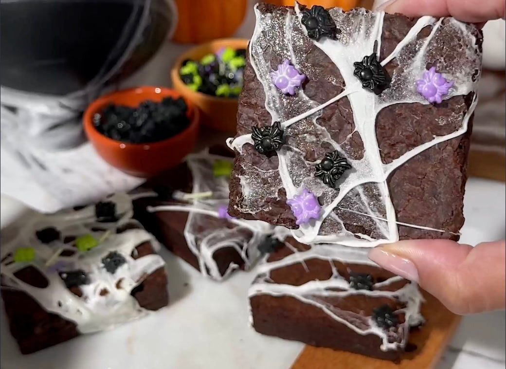 Spooky Brownie Spiderwebs for Halloween