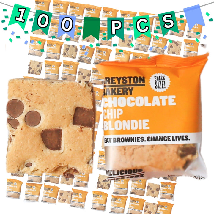 Snack Size Chocolate Chip Blondie 100PC Bulk Party Pack For Holiday