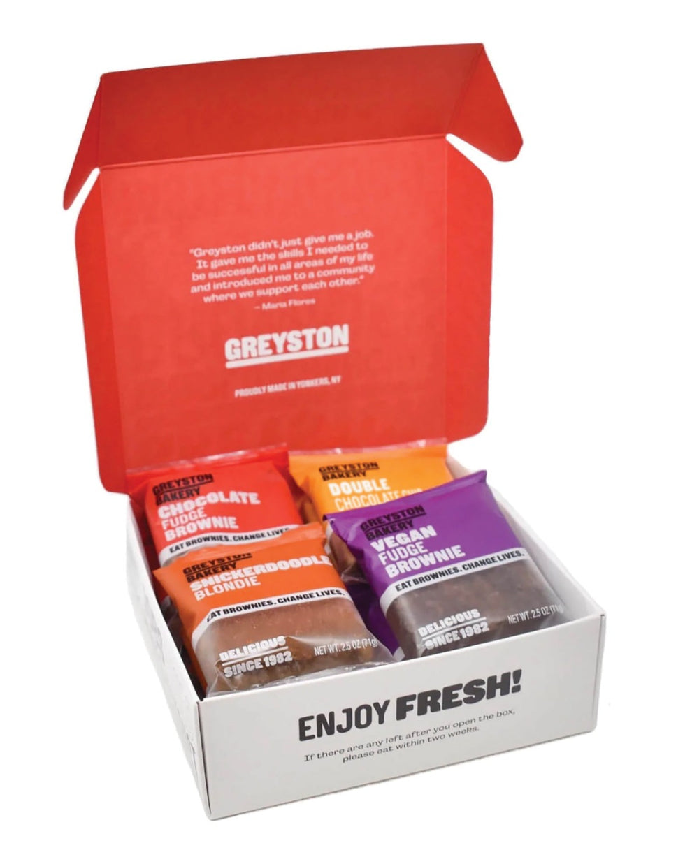 Greyston Bakery gift box - delightful texture and amazing taste in each brownie & blondie variety.